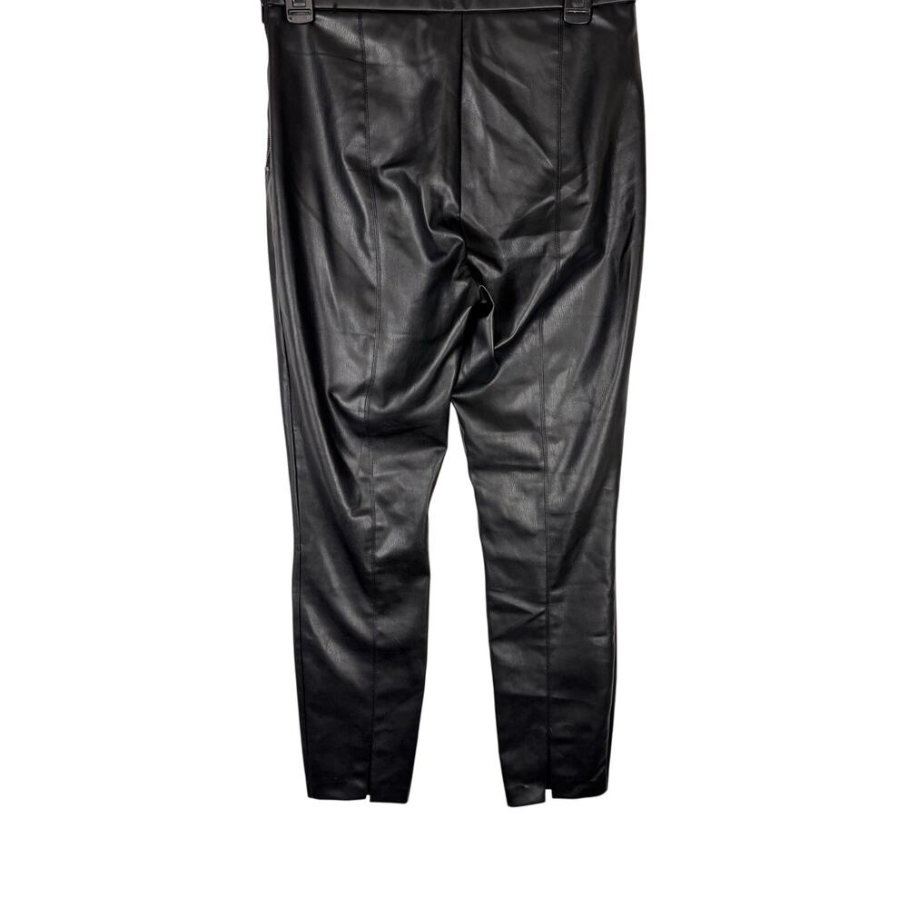 Zara Vegan Leather Leggings Womens Medium Black High Rise Slim Fit Moto Clubwear - Picture 5 of 7